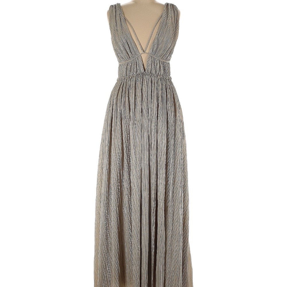 Jonathan Simkhai Champagne Pleated Maxi Gown Formal Medium